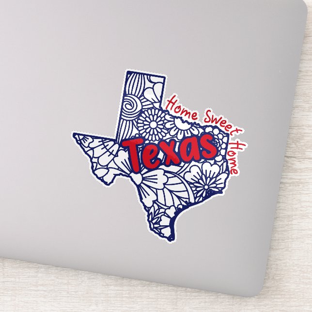 Pegatina Doodles florales de Texas Vinyl Decal (Detalle)