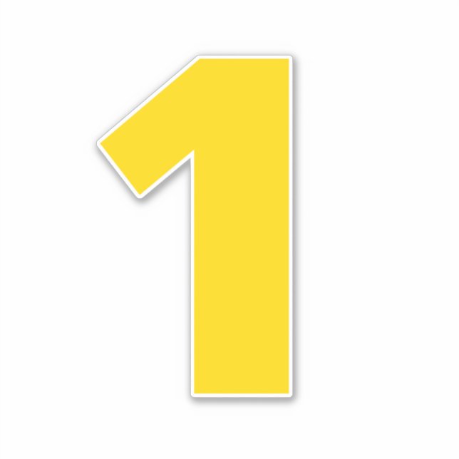 Pegatina dorado y blanco número uno (Anverso)