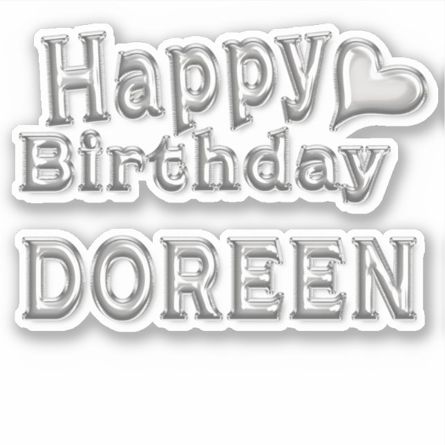 Pegatina Doreen Happy Birthday silver Aufkleber Sticker (Anverso)