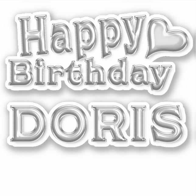 Pegatina Doris Happy Birthday silver Aufkleber Sticker (Anverso)