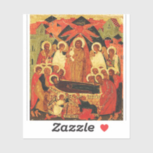 Pegatina Dormición de la Madre de Dios icono ortodoxo