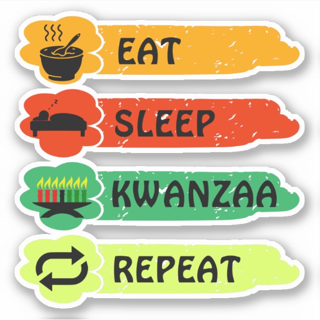 Pegatina Dormir Kwanzaa Repita, corte de besos (Anverso)
