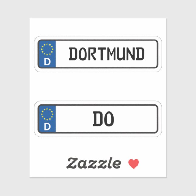 Pegatina Dortmund kennzeichen, Placa de licencia de automóv (Hoja)