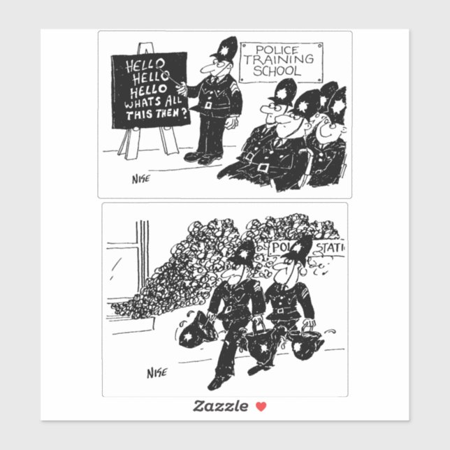 Pegatina Dos divertidos Personalizados de policía del Reino (Hoja)