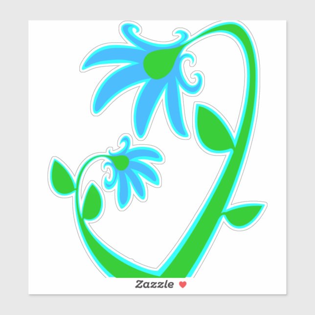 Pegatina Dos flores azules (Hoja)