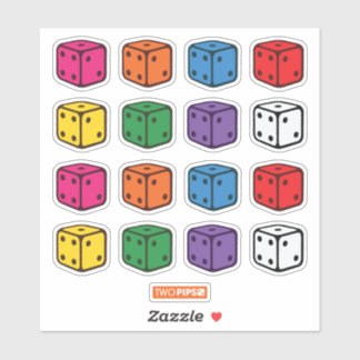 Pegatina Dos puntos: dados multicolor