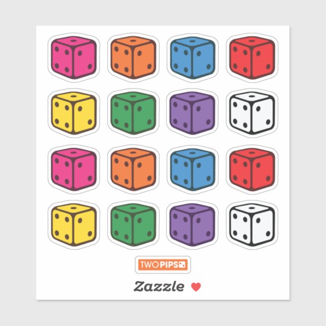 Pegatina Dos puntos: dados multicolor (Hoja)
