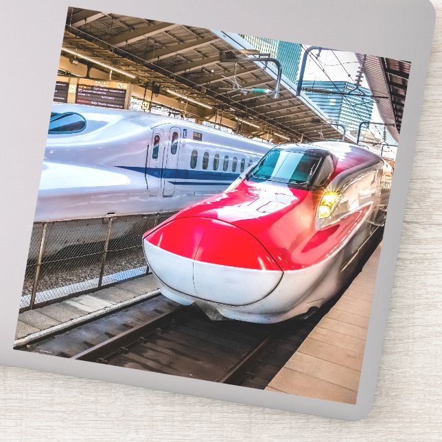 Pegatina Dos Shinkansen en la estación de Tokio (Detalle)