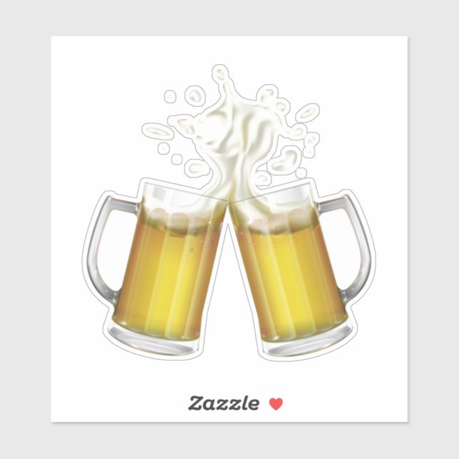 Pegatina Dos tazas con una cerveza ligera. (Hoja)