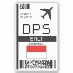 Pegatina DPS Bali, tarjeta de embarque de Indonesia - Viaje