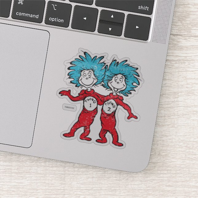 Pegatina Dr. Seuss | Cosa 1, Cosa 2 Sentado (Detalle)