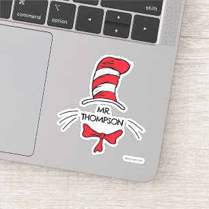 Pegatina Dr. Seuss   Gato en el sombrero Nombre personaliza