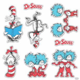 Pegatina Dr. Seuss Gato en el sombrero y Cosa Uno Cosa