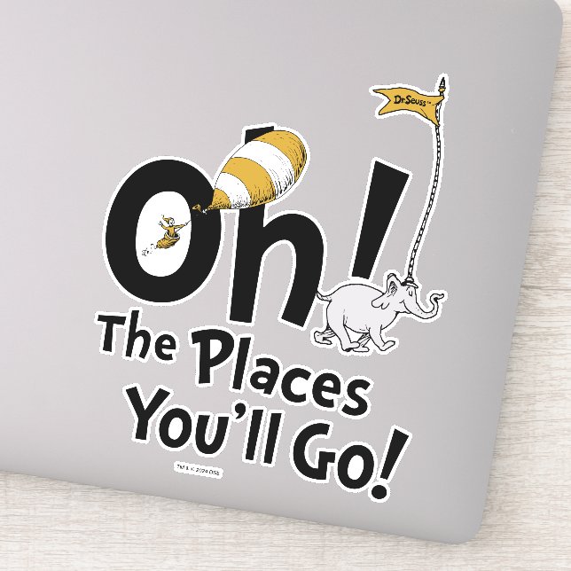 Pegatina Dr. Seuss | Oh, los lugares a los que vas! Retro (Detalle)