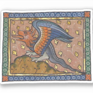 Pegatina Dragón Bestiario Medieval c. 1270