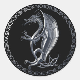 Pegatina Dragón Celta Plateado