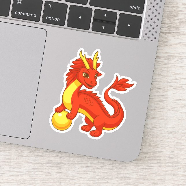 Pegatina Dragón Chino Rojo (Detalle)