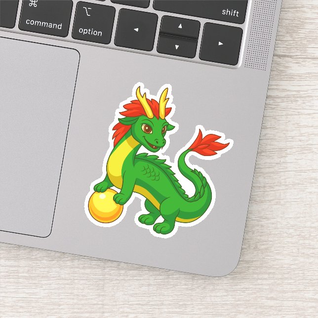 Pegatina Dragón Chino Verde (Detalle)