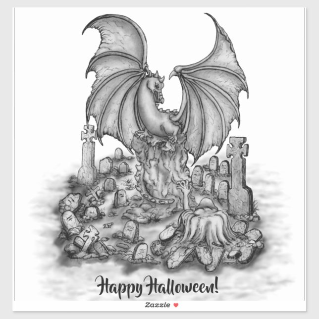 Pegatina Dragón con zombi (Hoja)