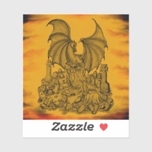 Pegatina Dragón con zombi