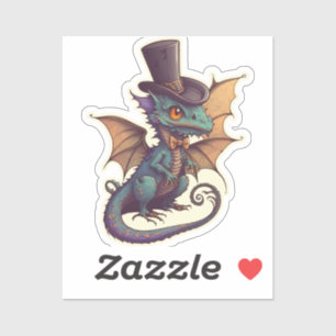 Pegatina Dragón Dapper en un sombrero superior