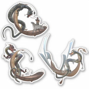 Pegatina Dragón de China Oriental Serpent Barcos Voladores