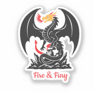 Pegatina Dragón de Fantasía Gráfica Personalizable que Resp