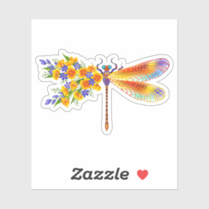 Pegatina Dragón de flores amarillas