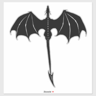Pegatina Dragón de vuelo tribal negro Fantasía blanco