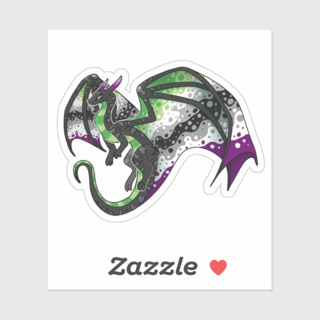 Pegatina Dragón del Orgullo AroAce (Hoja)