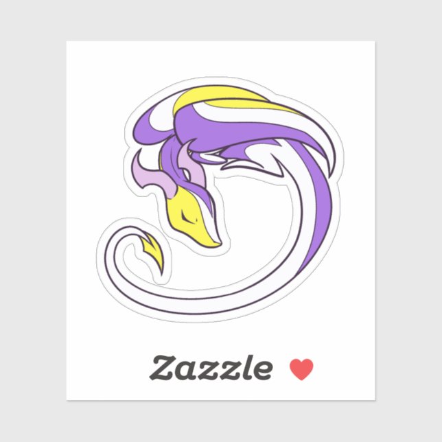 Pegatina Dragón del Orgullo No binario (Hoja)