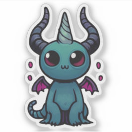 Pegatina Dragón Demonio Bebé Lindo - Fantasía Kawaii