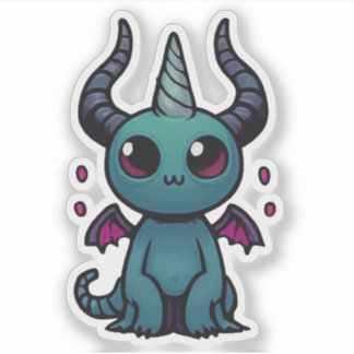 Pegatina Dragón Demonio Bebé Lindo - Fantasía Kawaii