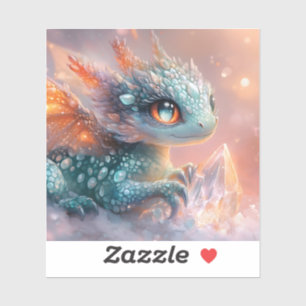 Pegatina Dragón infantil adorable con gema de cristal: arte
