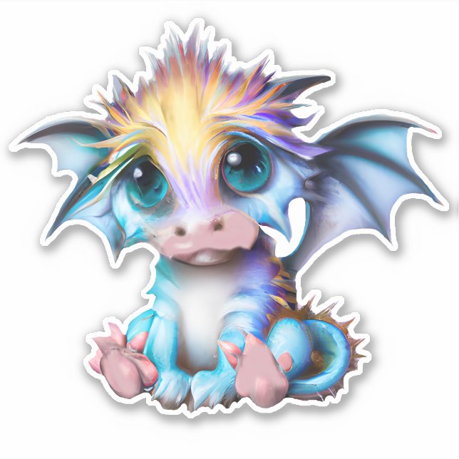 Pegatina Dragón infantil kawaii lindo y adorable (Anverso)