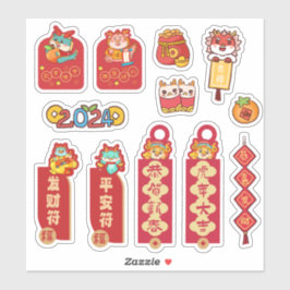 Pegatina Dragón lindo 2024 Año nuevo lunar chino