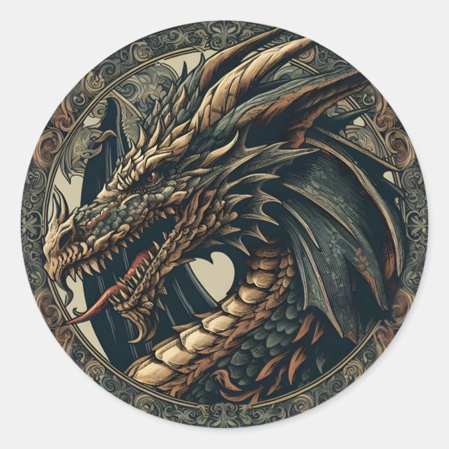 Pegatina Dragón Medieval (Anverso)