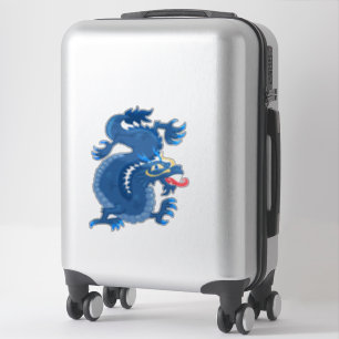 Pegatina Dragón oriental, azul y magnífico