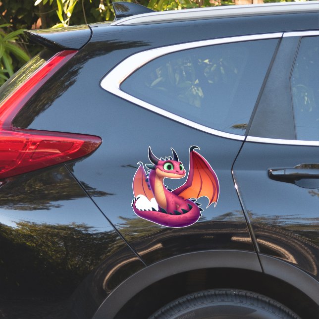 Pegatina Dragón personalizado morado/rojo (Lado del coche)