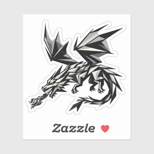 Pegatina Dragón poligonal (Hoja)