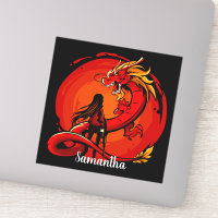 Pegatina Dragón Rojo Japonés de Guay