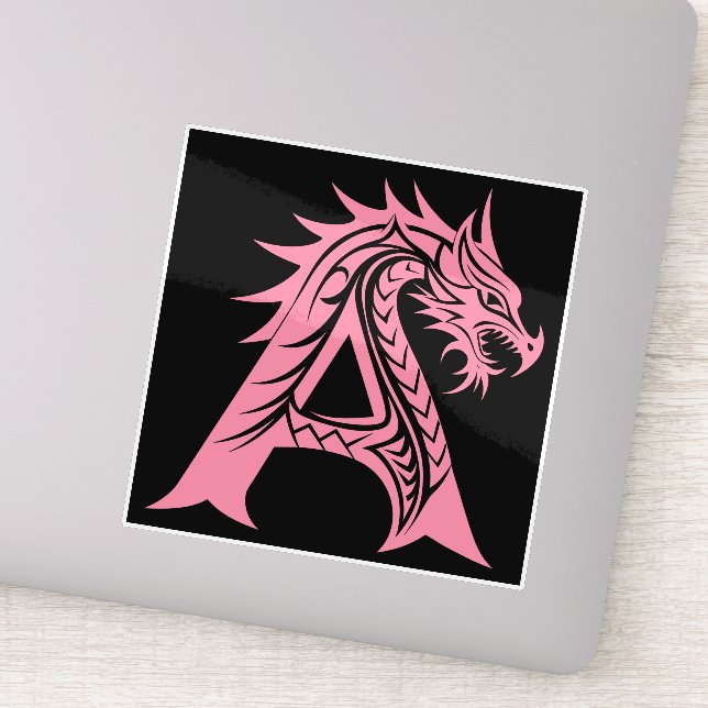 Pegatina Dragon Styled Letter A, Dragon Alphabet, Monogram (Detalle)