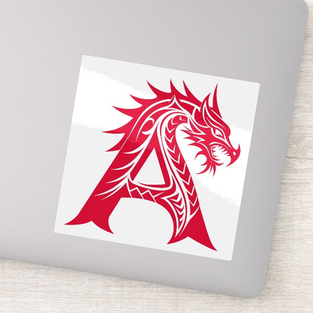 Pegatina Dragon Styled Letter A, Dragon Alphabet, Monogram (Detalle)