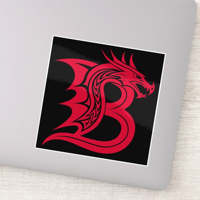 Pegatina Dragon Styled Letter B, Dragon Alphabet, Monogram (Detalle)