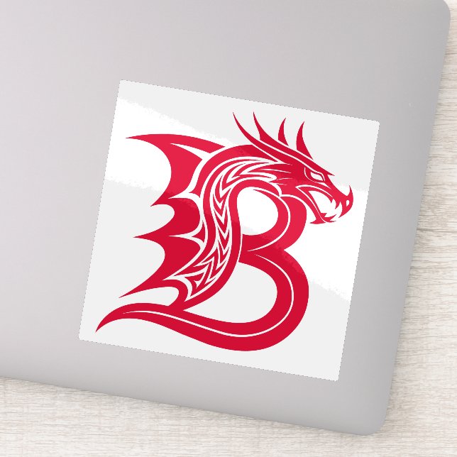 Pegatina Dragon Styled Letter B, Dragon Alphabet, Monogram (Detalle)