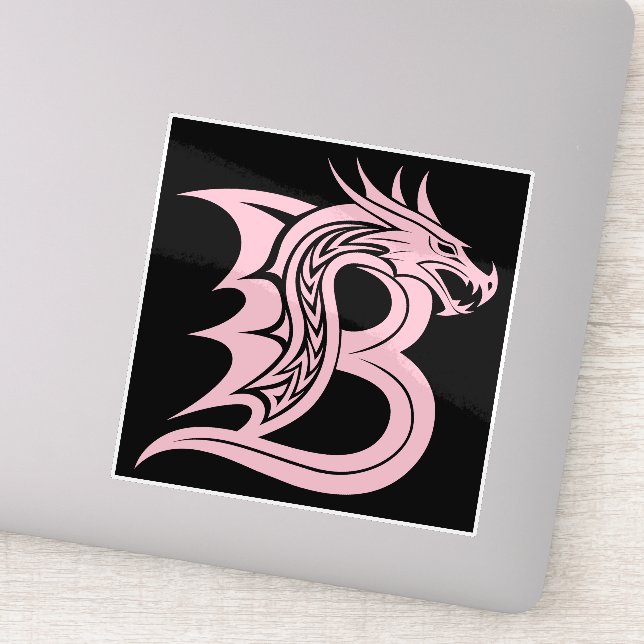 Pegatina Dragon Styled Letter B, Dragon Alphabet, Monogram (Detalle)