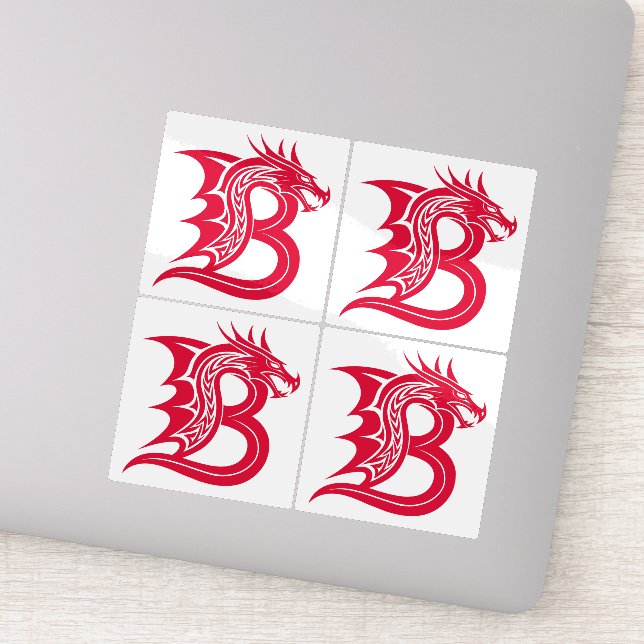 Pegatina Dragon Styled Letter B, Dragon Alphabet, Monogram (Detalle)