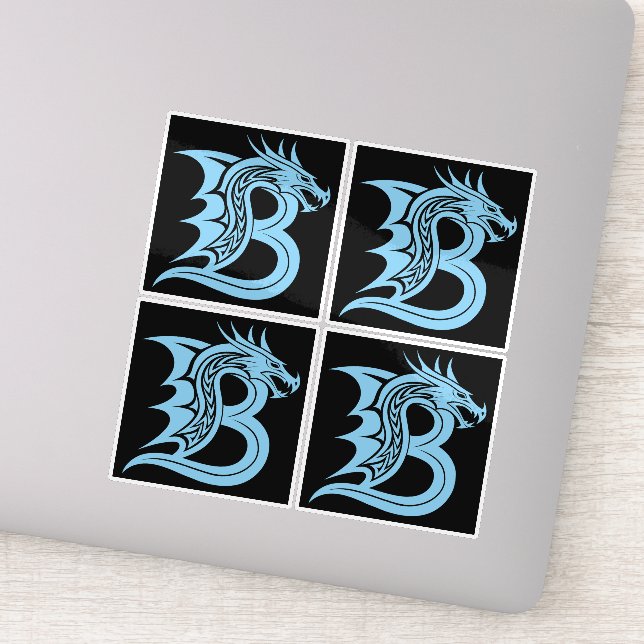 Pegatina Dragon Styled Letter B, Dragon Alphabet, Monogram (Detalle)