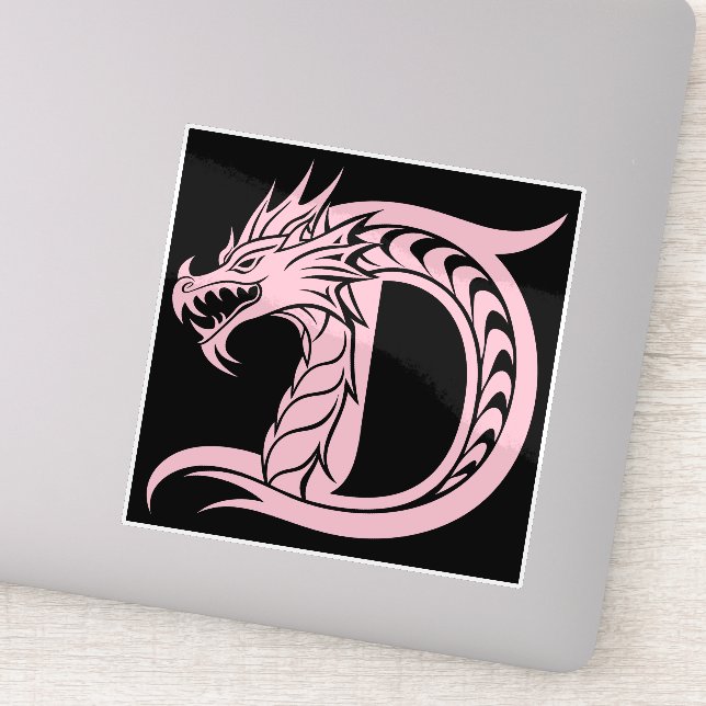 Pegatina Dragon Styled Letter D, Dragon Alphabet, Monogram (Detalle)