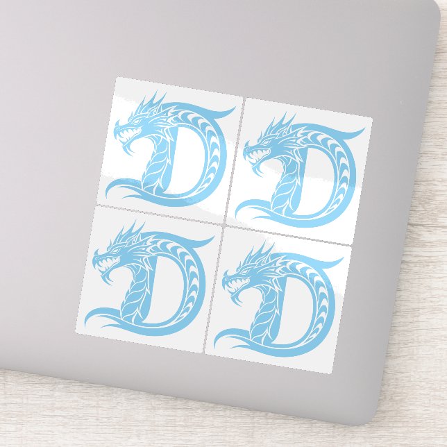 Pegatina Dragon Styled Letter D, Dragon Alphabet, Monogram (Detalle)